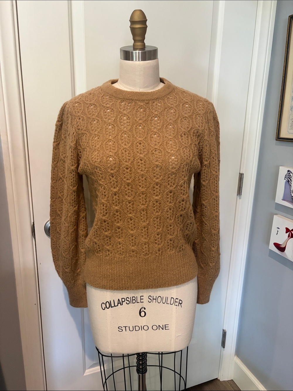 Classic Cable Knit Crewneck Sweater in Camel J.crew